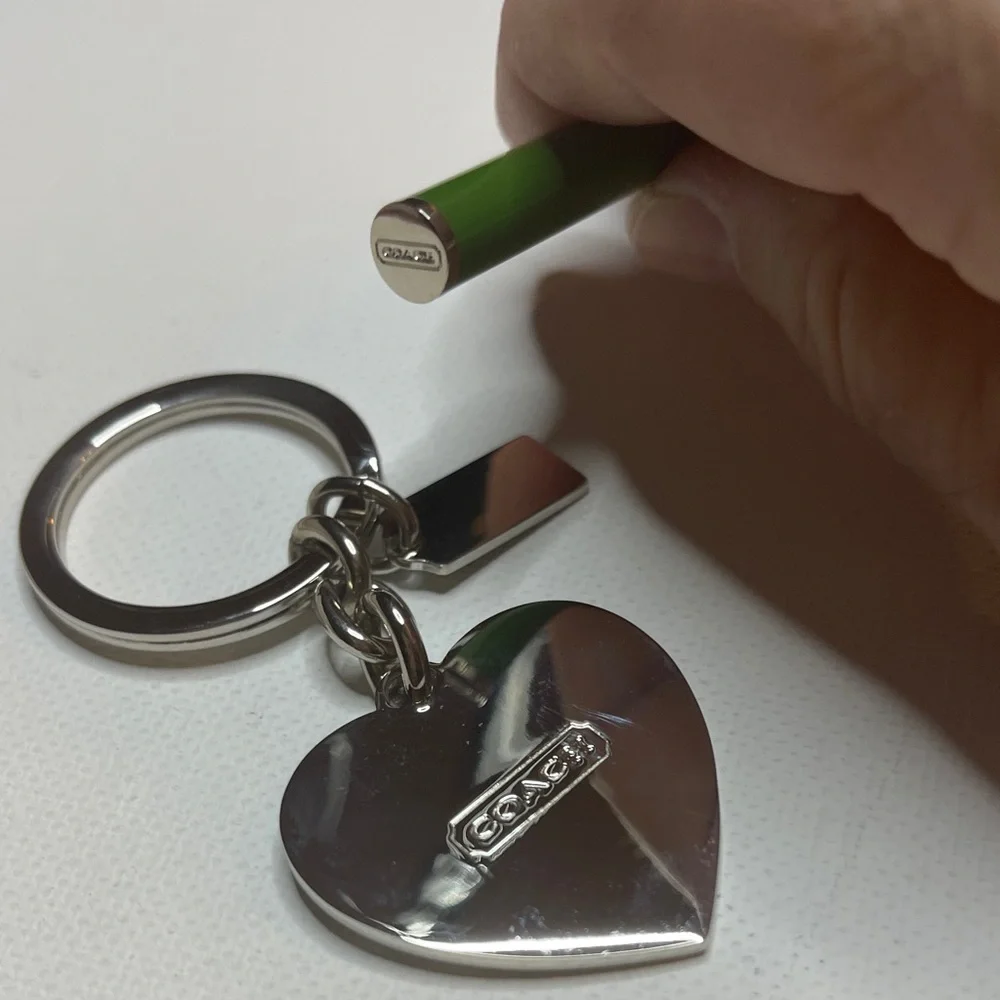 Coach Green Heart Keychain and Green Coach Pen - Picture 5 of 6